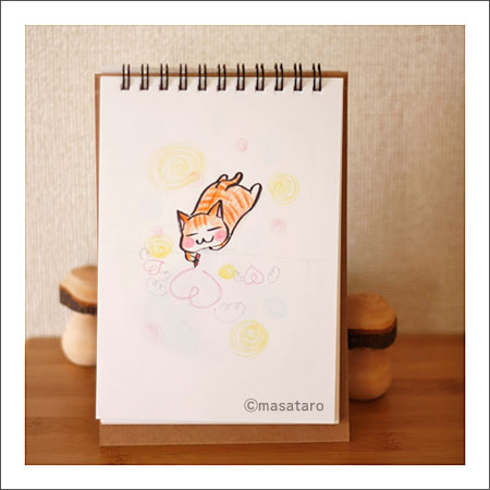 イラスト「ハートを描く猫」