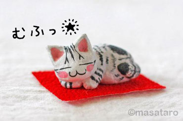 和紙仕上げの猫の置物
