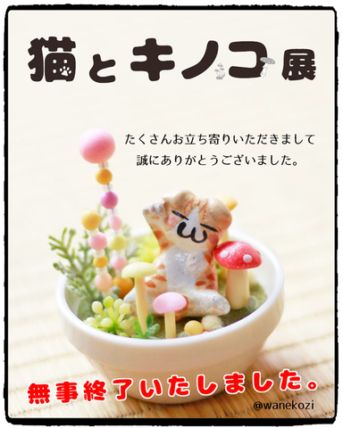 猫とキノコ展、無事に終了いたしました。ありがとうございました。